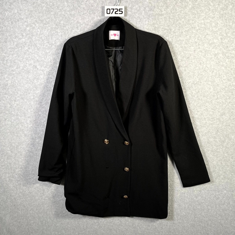 Buddy Love Blazer Jacket Womens Small Black Stretch Lined Double Breasted Formal